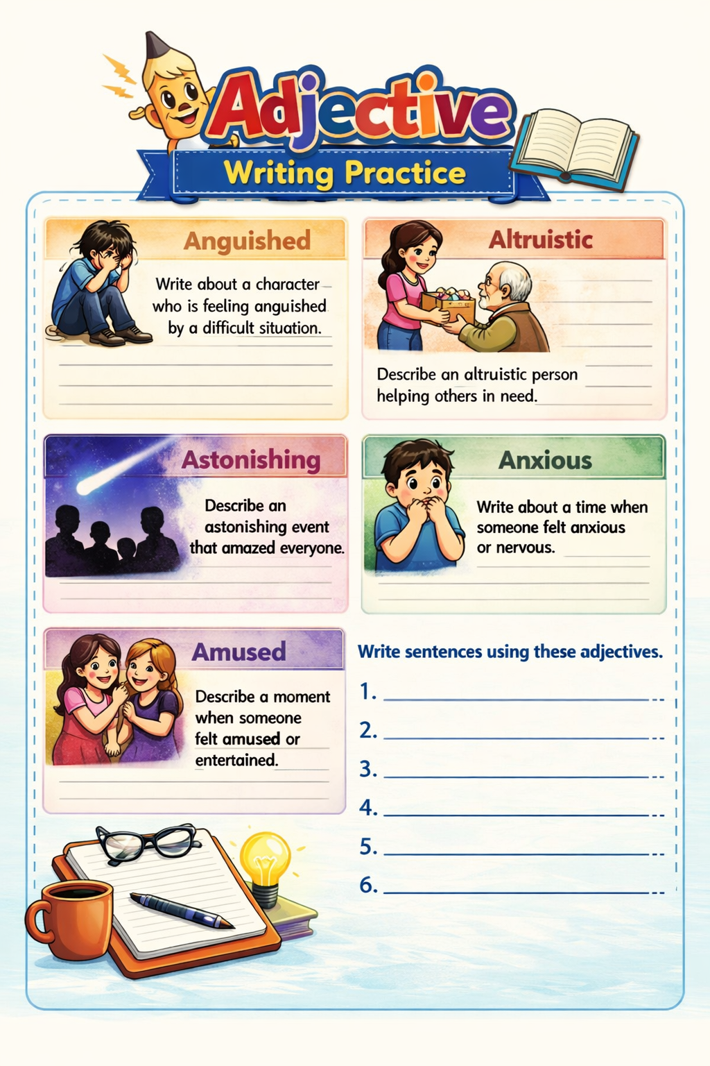 Adjective Writing Practice Worksheet – Grade 3
