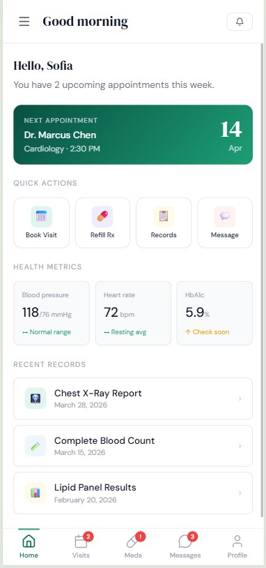 MediFlow – Healthcare Patient Portal UI/UX + React SaaS Starter (Appointments, Records, Messaging)